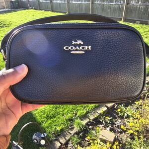 COACH - Jamie Mini Black Pebbled Wristlet